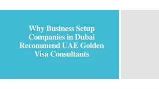 Why Business Setup Companies in Dubai Recommend UAE Golden Visa Consultants