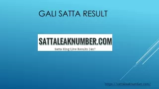 Gali Satta Result