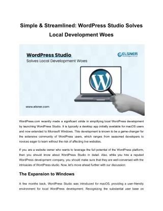 Simple & Streamlined WordPress Studio Solves Local Development Woes