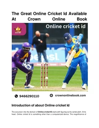 The great online cricket ID available At Crown Online Book