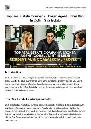 Top Real Estate Company, Broker, Agent, Consultant In Delhi | Star Estate