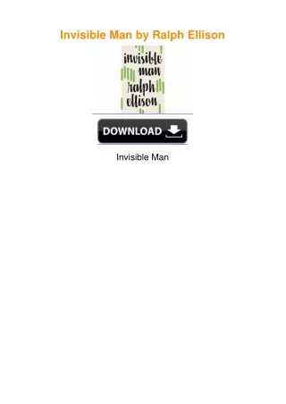 Invisible Man by Ralph Ellison