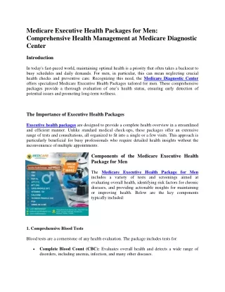 Medicare Executive Health Package for Men
