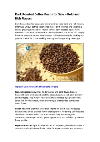 Dark Roast Coffee Beans for Sale – Bold and Rich Flavors