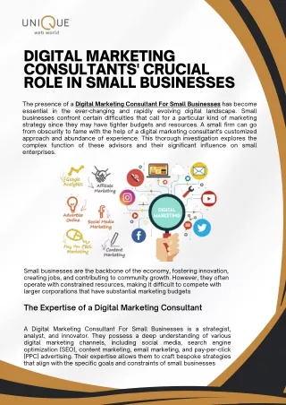 DigitalDigital Marketing Consultants' Crucial Role in Small Businessesses
