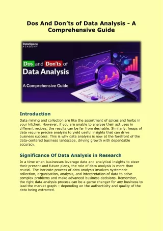 Dos And Don’ts Of Data Analysis - A Comprehensive Guide
