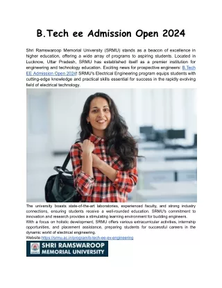 B.Tech ee Admission Open 2024