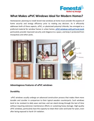 What Makes uPVC Windows Ideal for Modern Homes?