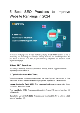5 Best SEO Practices to Improve Website Rankings in 2024