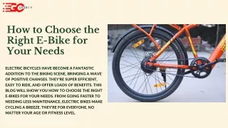 How to Choose the Right E-Bike for Your Needs