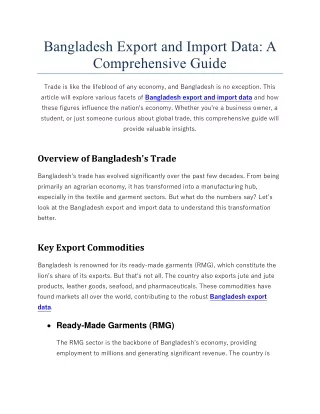 Bangladesh Export and Import Data A Comprehensive Guide