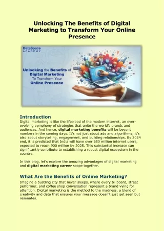 Unlocking The Benefits Of Digital Marketing To Transform Your Online Presence