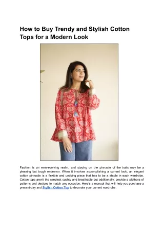 How to Buy Trendy and Stylish Cotton Tops for a Modern Look