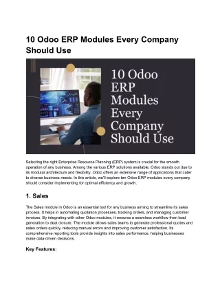 10 Odoo ERP Modules Every Company Should Use