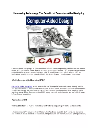 Harnessing Technology: The Benefits of Computer-Aided Designing