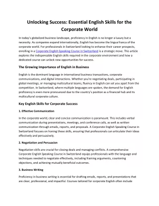 Unlocking Success: Essential English Skills for the Corporate World