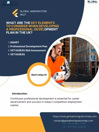 What are the key elements to consider when developing a Professional Development Plan in the UK