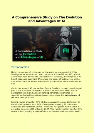 A Comprehensive Study On The Evolution And Advantages Of AI