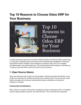 Top 10 Reasons to Choose Odoo ERP for Your Business