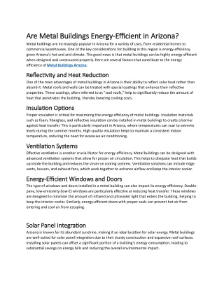 Are Metal Buildings Energy-Efficient in Arizona?