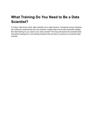 What Training Do You Need to Be a Data Scientist