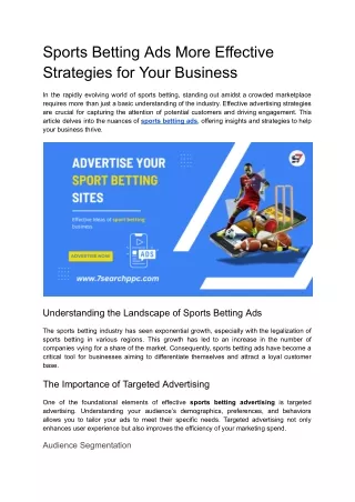 Sports Betting Ads More Effective Strategies for Your Business