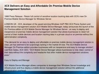 3CX Delivers an Easy and Affordable On Premise Mobile Device