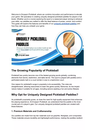 Unleash Your Game Uniquely Pickleball Paddles