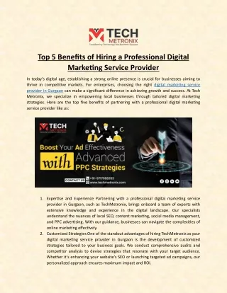 Top 5 Benefits of Hiring a Professional Digital   Marketing Service Providerrr