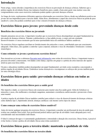 Como os exercícios físicos podem prevenir doenças crônicas