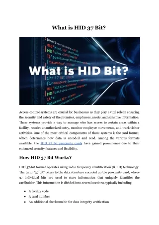 What is HID 37 Bit?
