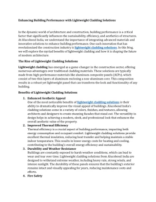 Enhancing Building Performance with Lightweight Cladding Solutions