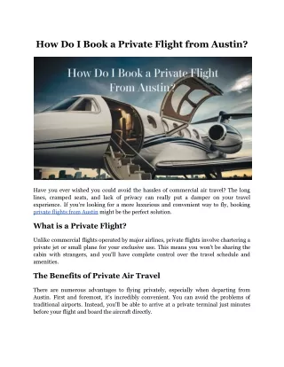 How Do I Book a Private Flight from Austin?