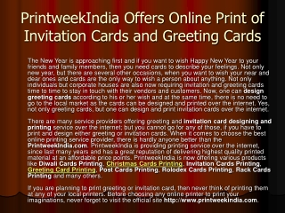 Print Invitation Cards and Greeting Cards at PrintweekIndia