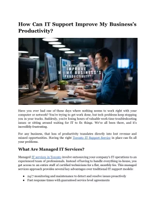 How Can IT Support Improve My Business’s Productivity?