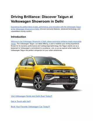 Driving Brilliance_ Discover Taigun at Volkswagen Showroom in Delhi