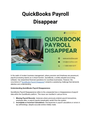 QuickBooks Payroll Disappear