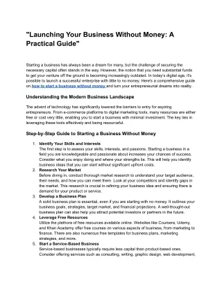 _Launching Your Business Without Money_ A Practical Guide_