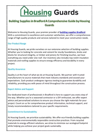 Building Supplies in Bradford A Comprehensive Guide by Housing Guards