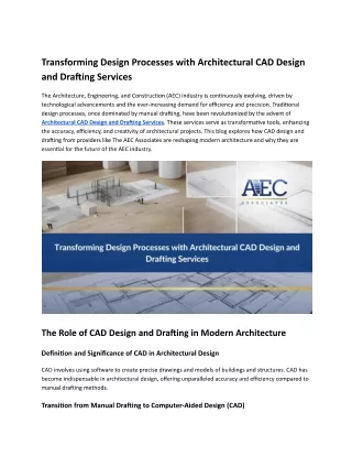 Transforming Design Processes with Architectural CAD Design and Drafting Services