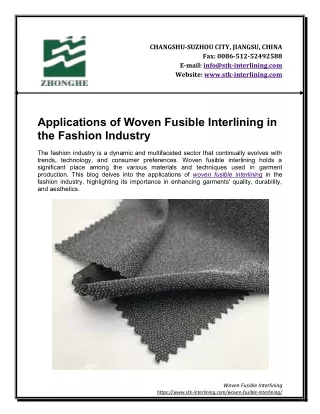 Applications of Woven Fusible Interlining in the Fashion Industry