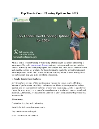 Top Tennis Court Flooring Options for 2024