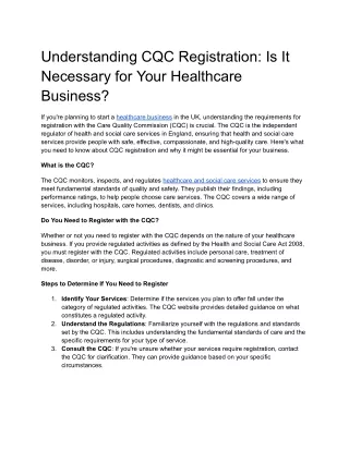 Understanding CQC Registration_ Is It Necessary for Your Healthcare Business