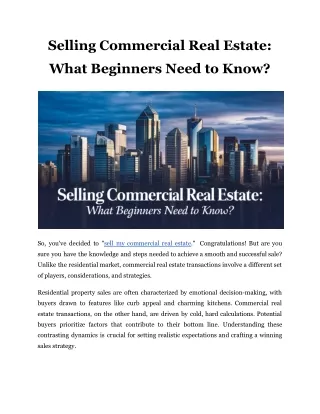 Selling Commercial Real Estate_ What Beginners Need to Know