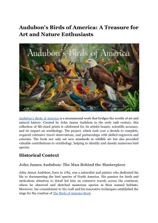 Audubon's Birds of America_ A Treasure for Art and Nature Enthusiasts