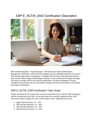 SAP E_ACTAI_2403 Certification Description