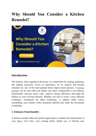 Why Should You Consider a Kitchen Remodel