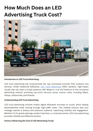 How Much Does an LED Advertising Truck Cost