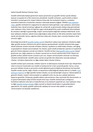 Kaliteli Guzellik Merkezi Cihazlari Satisi