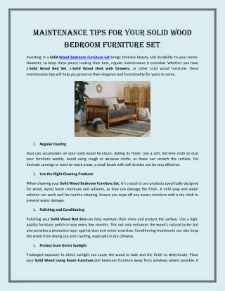 Maintenance Tips for Your Solid Wood Bedroom Furniture Set